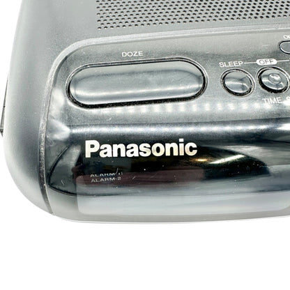 Panasonic FM AM Clock Radio RC6088 Dual Alarm Sure Alarm Black Dual Power WORKS