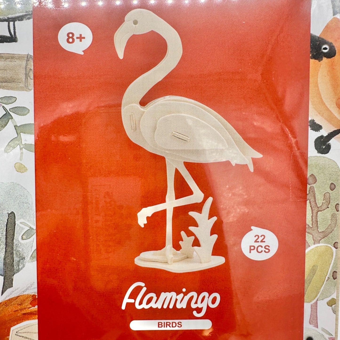 Flamingo 3D Wooden Puzzle Kit 22 Pieces DIY Bird Model Craft For Ages 8+ Sealed