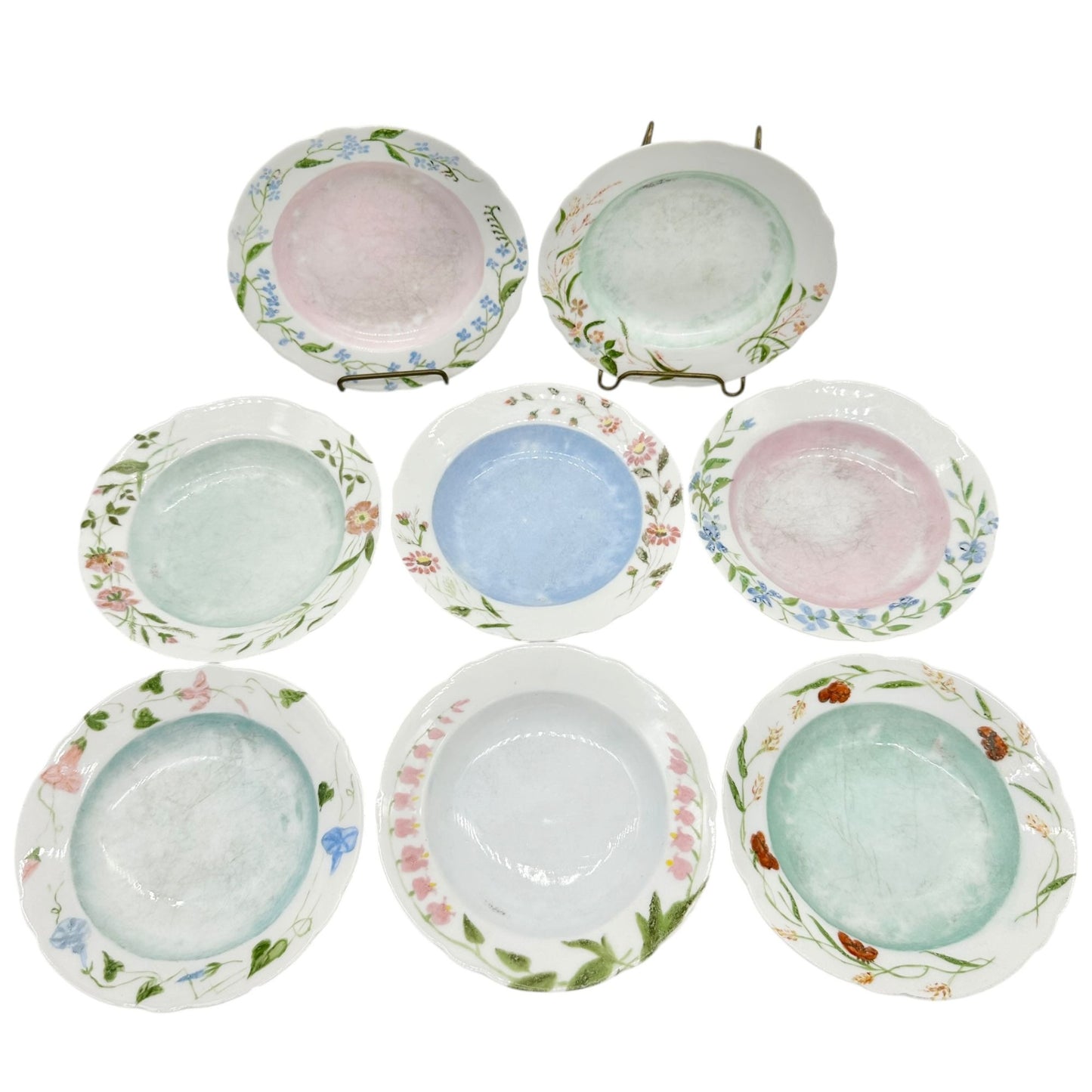 Set Of 8 Leonard Vienna Austria Hand Painted Floral Bowls Signed 1899 Pastels