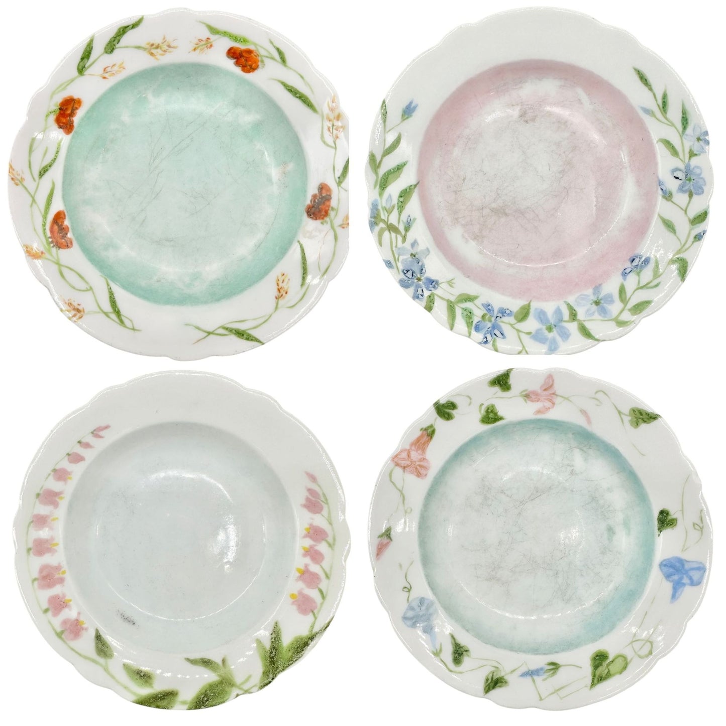 Set Of 8 Leonard Vienna Austria Hand Painted Floral Bowls Signed 1899 Pastels
