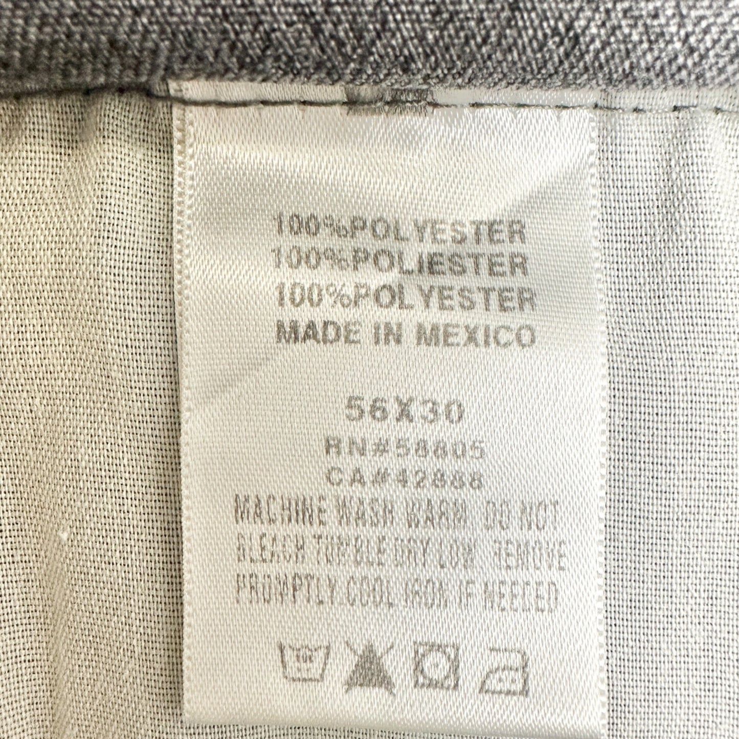 Harbor Bay Mens Dress Pants 56/30 Gray Polyester Flat Front Classic Fit