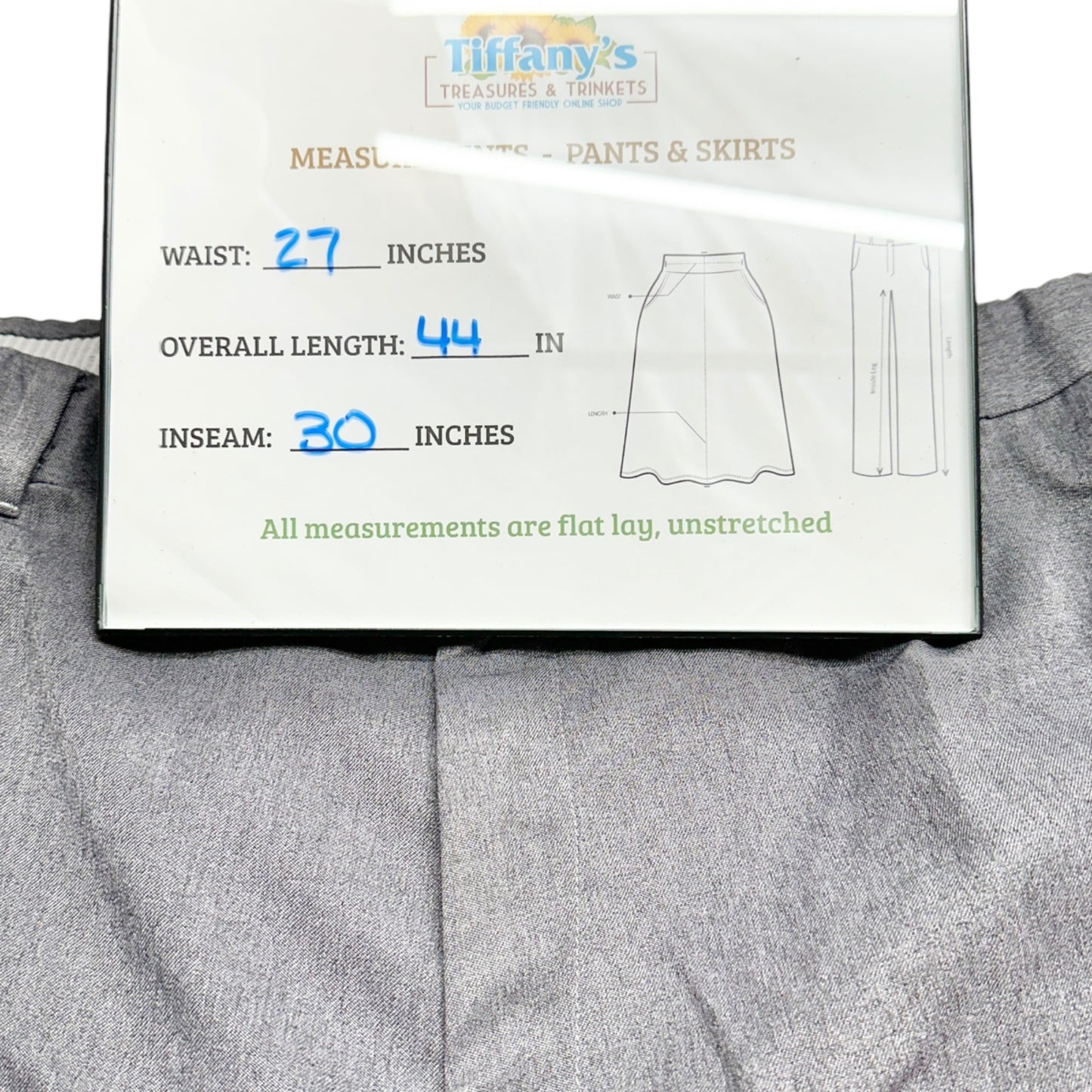 Harbor Bay Mens Dress Pants 56/30 Gray Polyester Flat Front Classic Fit