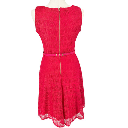 Womens Red Lace Sleeveless Dress Size 10 Adj Snap Belt Lined by Danny & Nicole