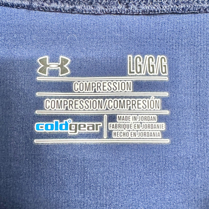 Under Armour Compression Shirt Mens L ColdGear LS Blue Athletic Wear Hi Neck