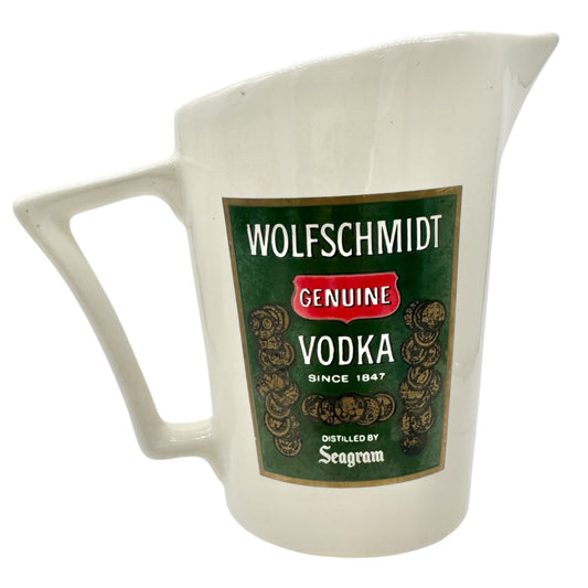Vintage Wolfschmidt Vodka Ceramic Pitcher Seagram Distillers Co. Barware Collect