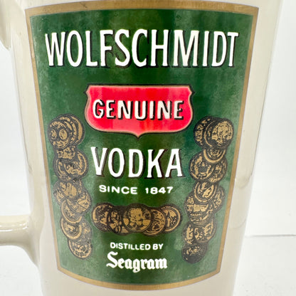 Vintage Wolfschmidt Vodka Ceramic Pitcher Seagram Distillers Co. Barware Collect