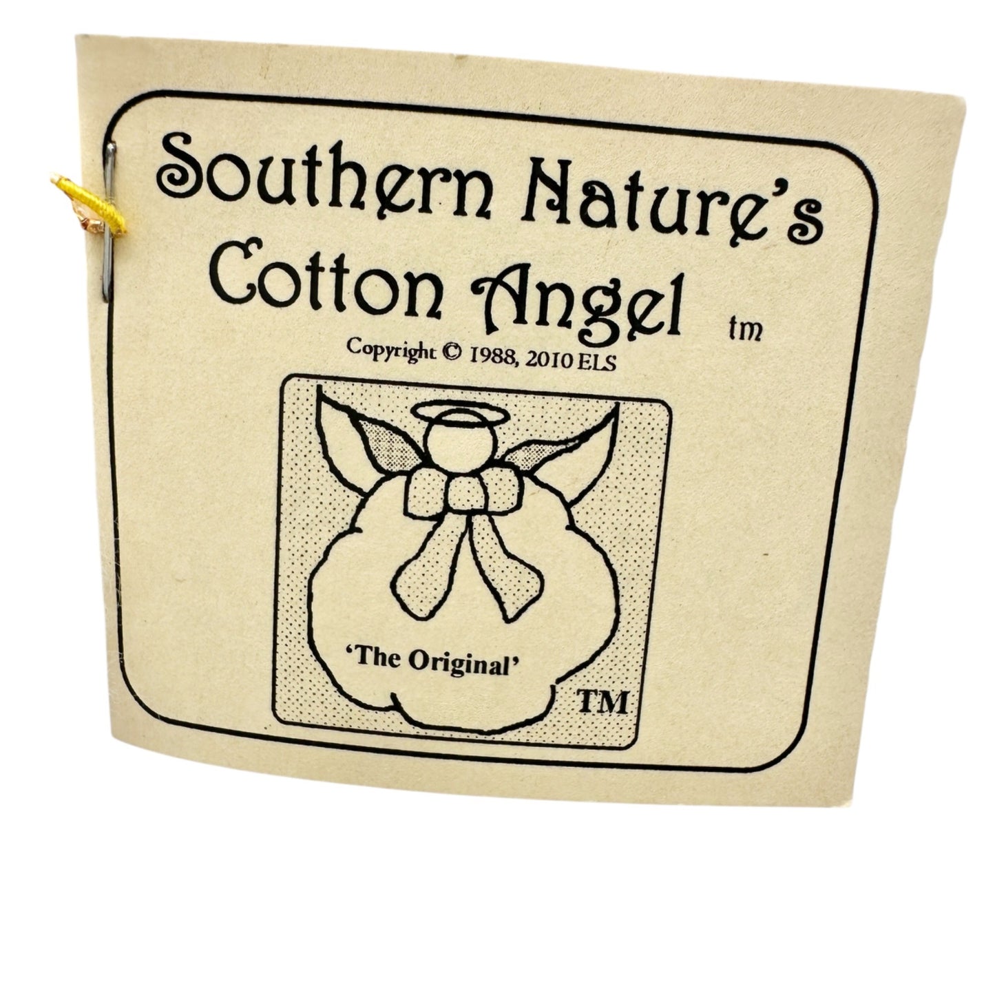 Southern Natures Cotton Angel Ornament Handcrafted w Pink Ribbon Christmas