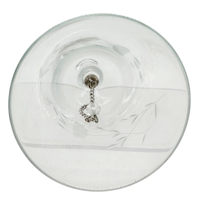 Crystal Hand Etched Glass Bell With Chain Clapper Ornate Floral Design 6" Tall