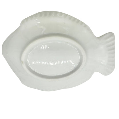 Ceramic Fish-Shaped White Soap or Trinket Dish 4 x 3 Home Decor Bath Accessory