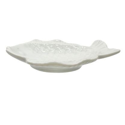 Ceramic Fish-Shaped White Soap or Trinket Dish 4 x 3 Home Decor Bath Accessory