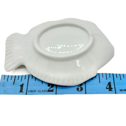 Ceramic Fish-Shaped White Soap or Trinket Dish 4 x 3 Home Decor Bath Accessory