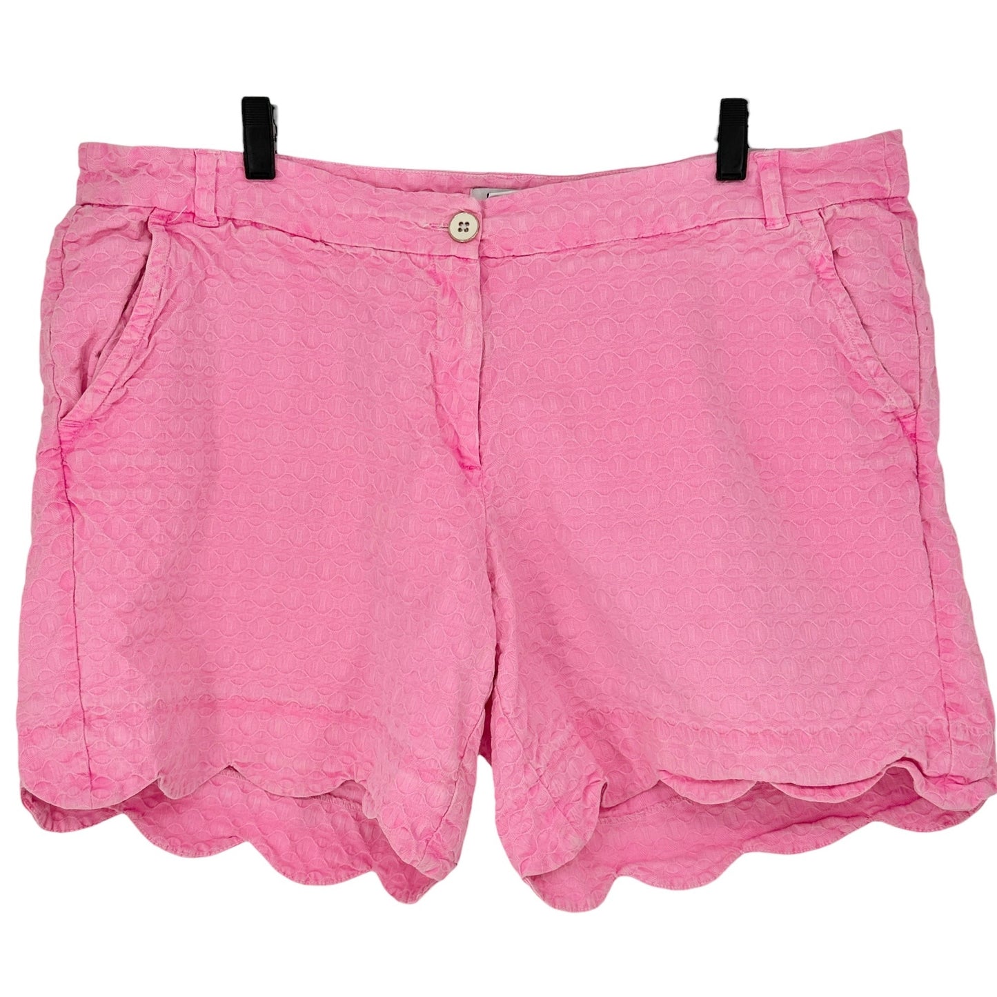 Curvy Shelby Womens Shorts 18W Pink Scalloped Hem Cotton Blend by Crown & Ivy