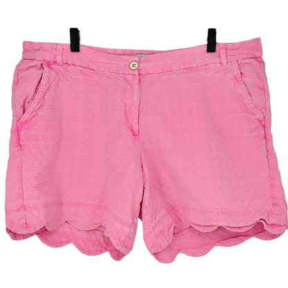 Curvy Shelby Womens Shorts 18W Pink Scalloped Hem Cotton Blend by Crown & Ivy