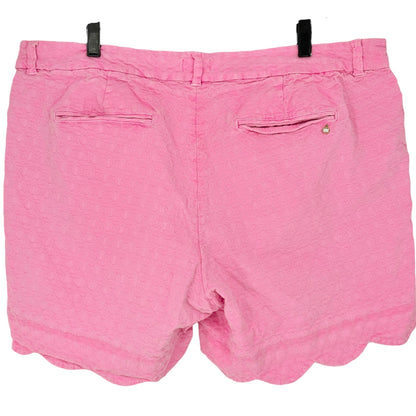 Curvy Shelby Womens Shorts 18W Pink Scalloped Hem Cotton Blend by Crown & Ivy