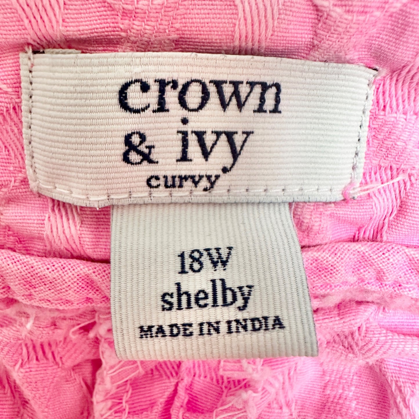 Curvy Shelby Womens Shorts 18W Pink Scalloped Hem Cotton Blend by Crown & Ivy