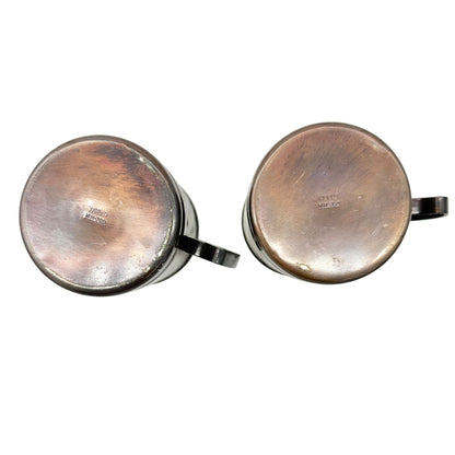 Set Of 2 Vintage Hammered Copper 8 Oz Mugs With Handles Rustic
