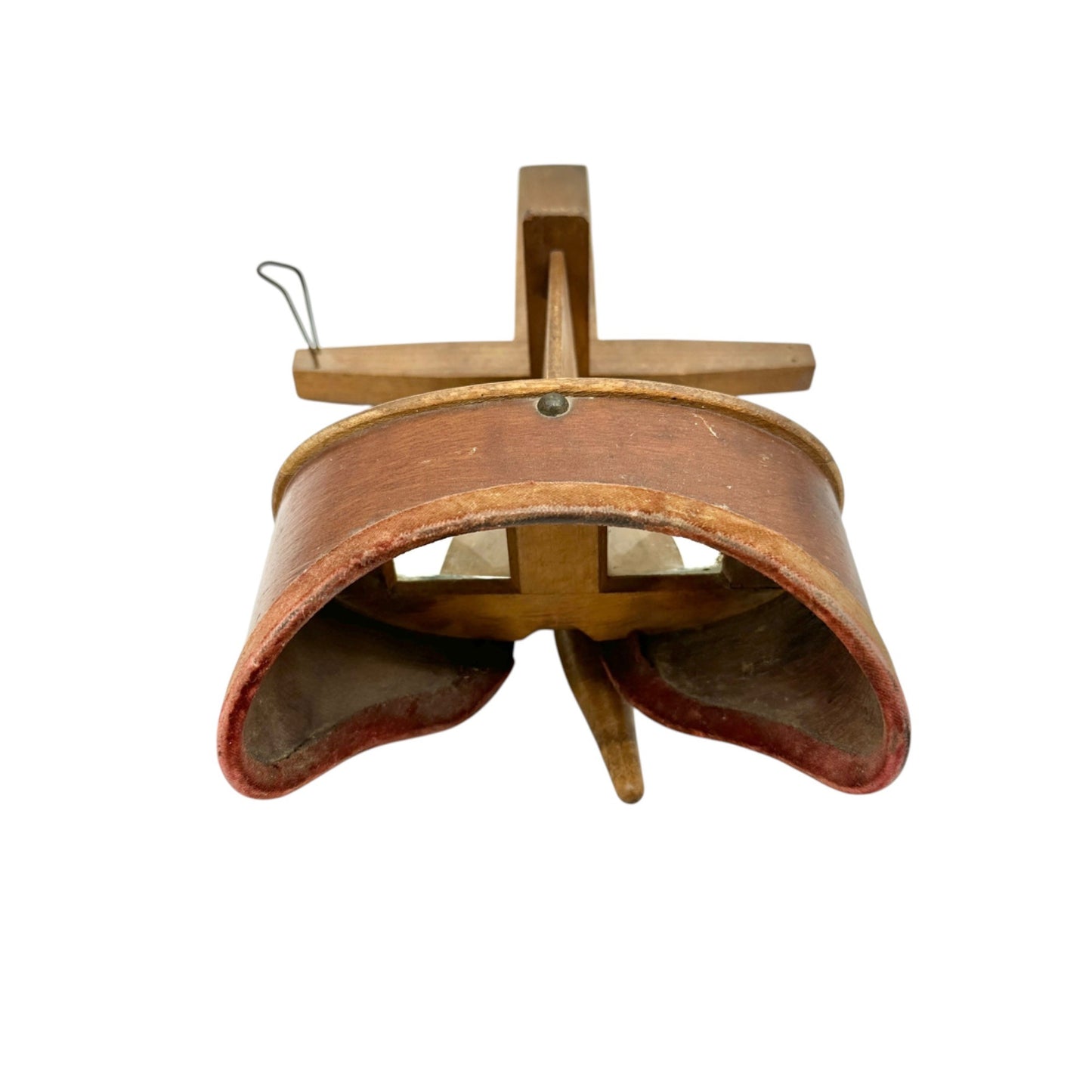 Antique Wooden Stereoscope With Velvet Trim and Dual Lenses For Viewing Cards