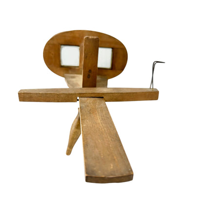 Antique Wooden Stereoscope With Velvet Trim and Dual Lenses For Viewing Cards
