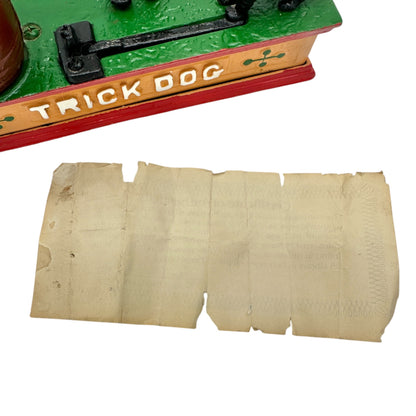 Vintage Trick Dog Mechanical Coin Bank Cast Iron Replica 1877 Design COA Include