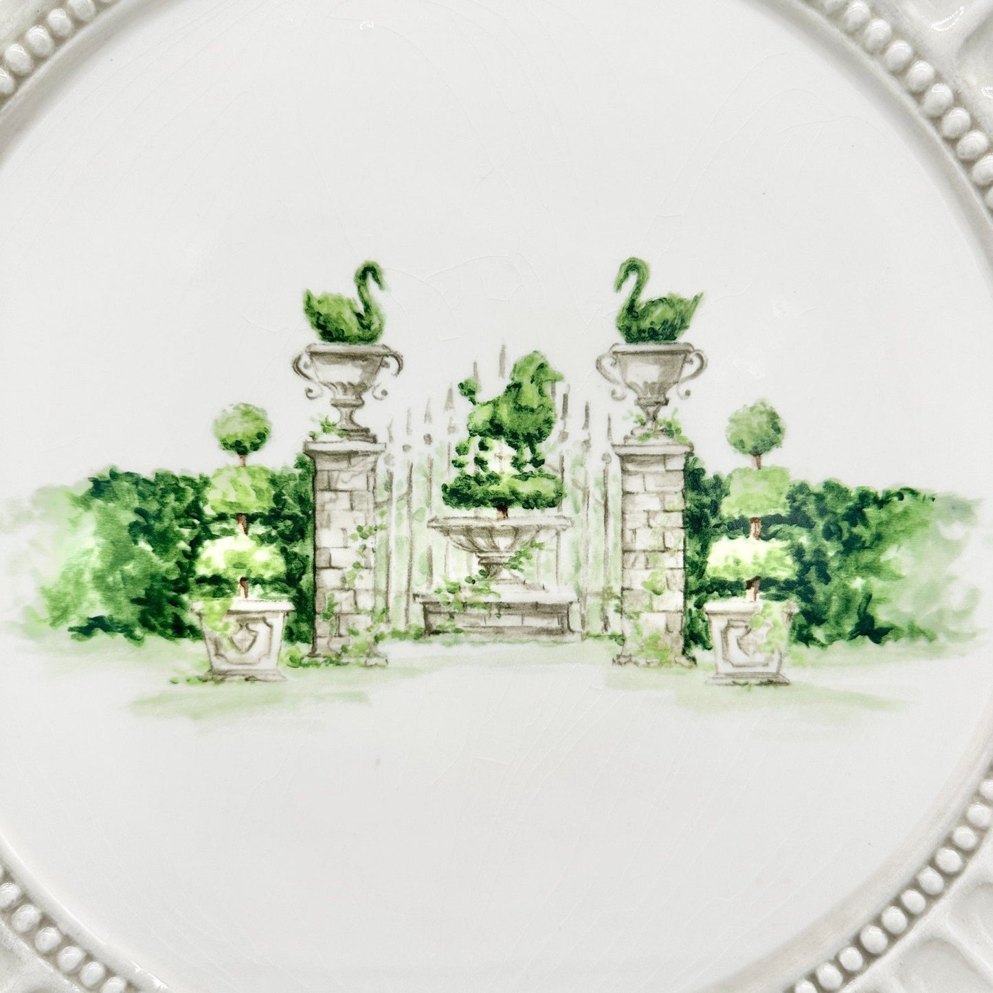 Handcrafted Silvestri Ceramic Decorative Plate With Garden Scene 13" Diameter