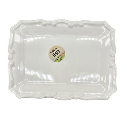 Effetti Handmade Rectangular Ceramic Tray White Made In Italy 8 x 6 inches