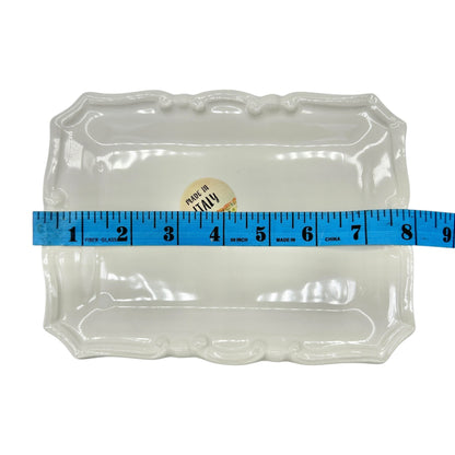 Effetti Handmade Rectangular Ceramic Tray White Made In Italy 8 x 6 inches
