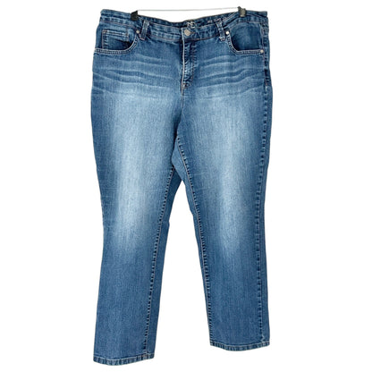New Directions Jeans Womens 18WS Curvy Fit Straight Leg Blue Denim 5 Pockets