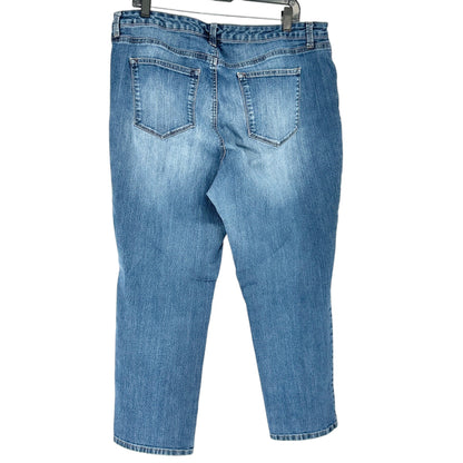 New Directions Jeans Womens 18WS Curvy Fit Straight Leg Blue Denim 5 Pockets