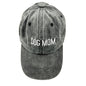 DOG MOM Washed Black Adjustable Baseball Cap With Embroidered Text