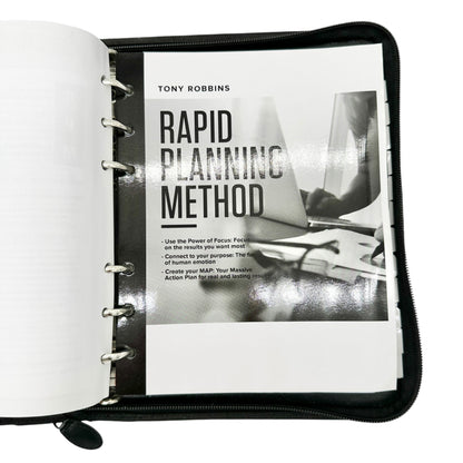 Tony Robbins Rapid Planning Method Binder Black With Workbook Zipper Closure