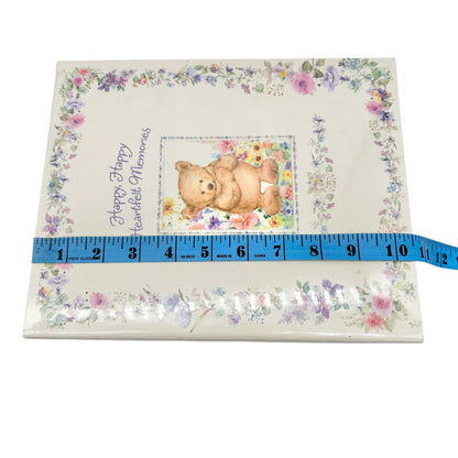 Hallmark Happy Memories Teddy Bear Floral Photo Album 3 Ring Binder 10.5x8.5x3