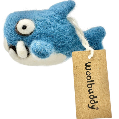 Woolbuddy Felted Shark Ornament Handmade Whimsical Ocean-Themed Decoration 4"