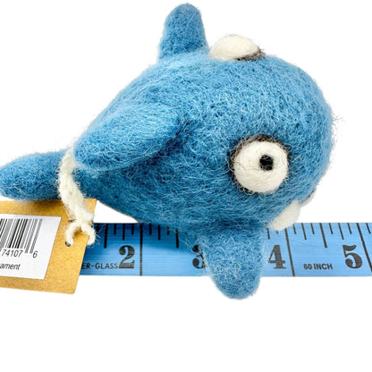 Woolbuddy Felted Shark Ornament Handmade Whimsical Ocean-Themed Decoration 4"