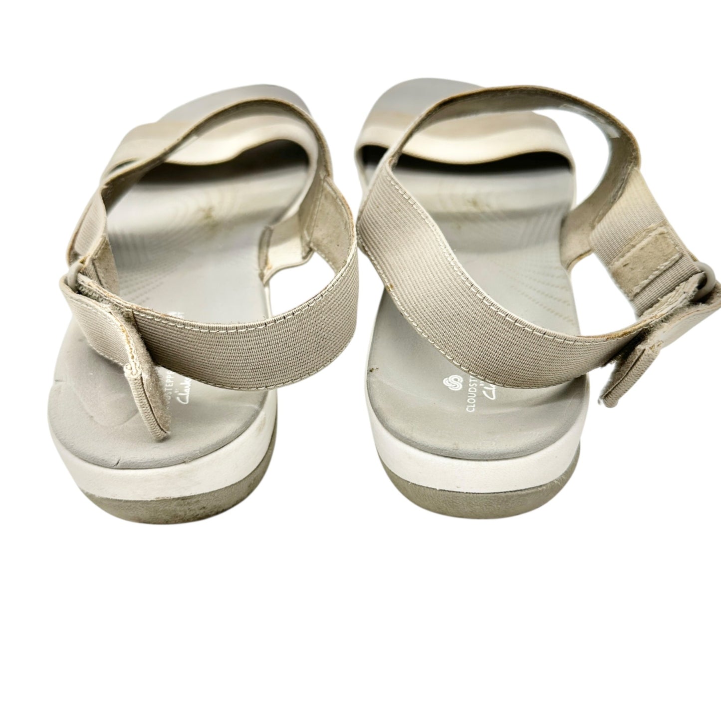 Clarks Cloudsteppers Cushion Soft Beige Elastic Strap Sandals Womens 10 Casual