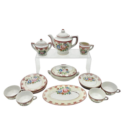 Little Duchess Childrens China Tea Set 20 Piece Hand Painted Floral Design White