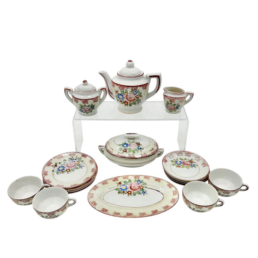 Little Duchess Childrens China Tea Set 20 Piece Hand Painted Floral Design White