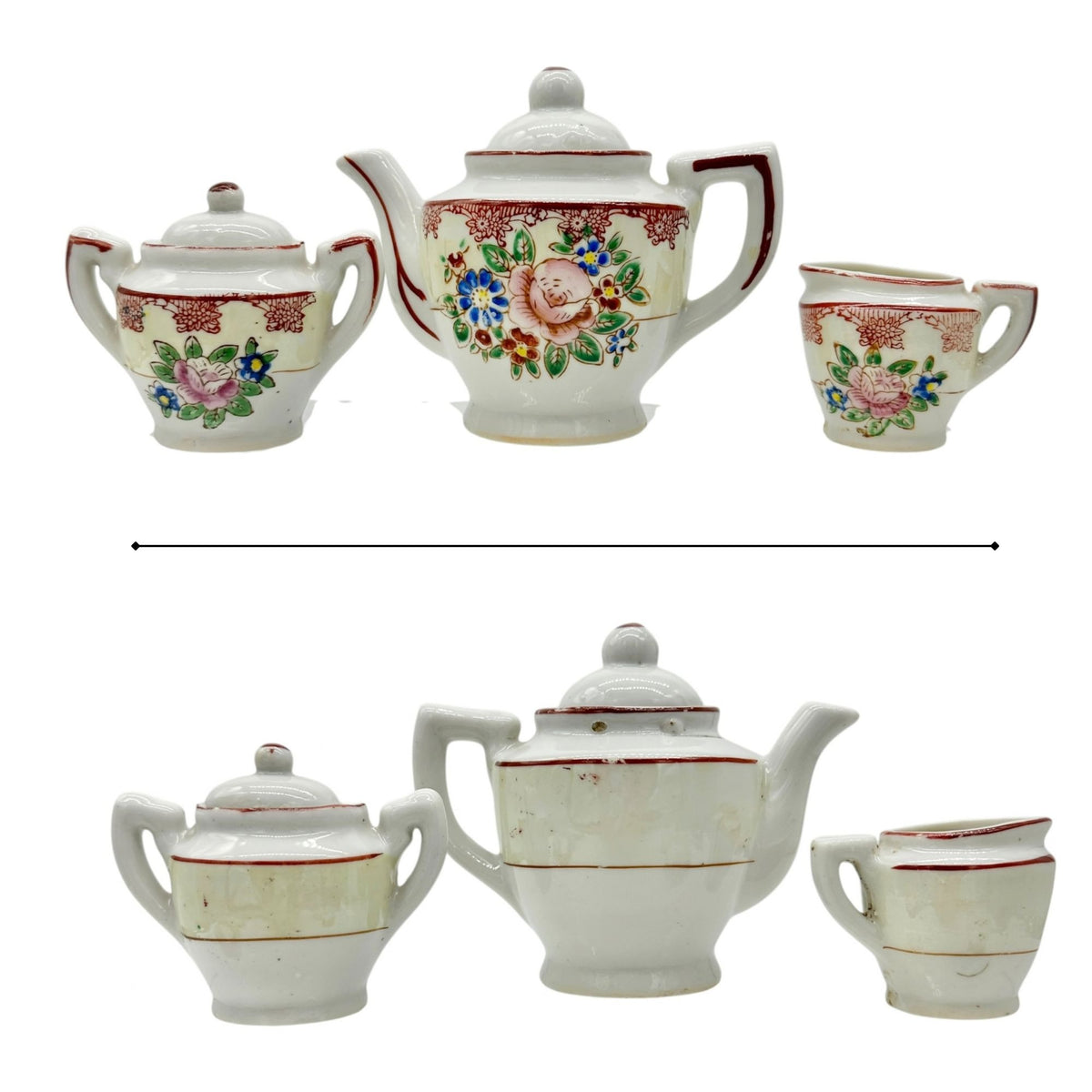 Little Duchess Childrens China Tea Set 20 Piece Hand Painted Floral Design White