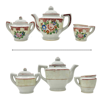 Little Duchess Childrens China Tea Set 20 Piece Hand Painted Floral Design White