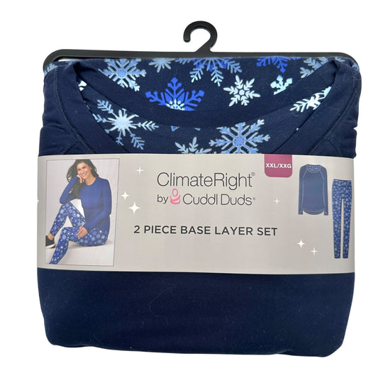 ClimateRight By Cuddl Duds 2pc Base Layer Set Womens XXL Blue Snowflake NIP