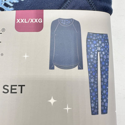 ClimateRight By Cuddl Duds 2pc Base Layer Set Womens XXL Blue Snowflake NIP