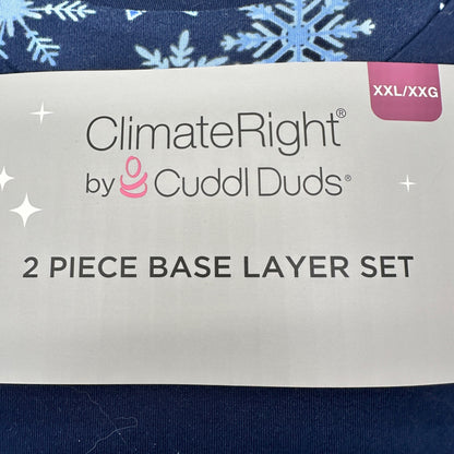 ClimateRight By Cuddl Duds 2pc Base Layer Set Womens XXL Blue Snowflake NIP