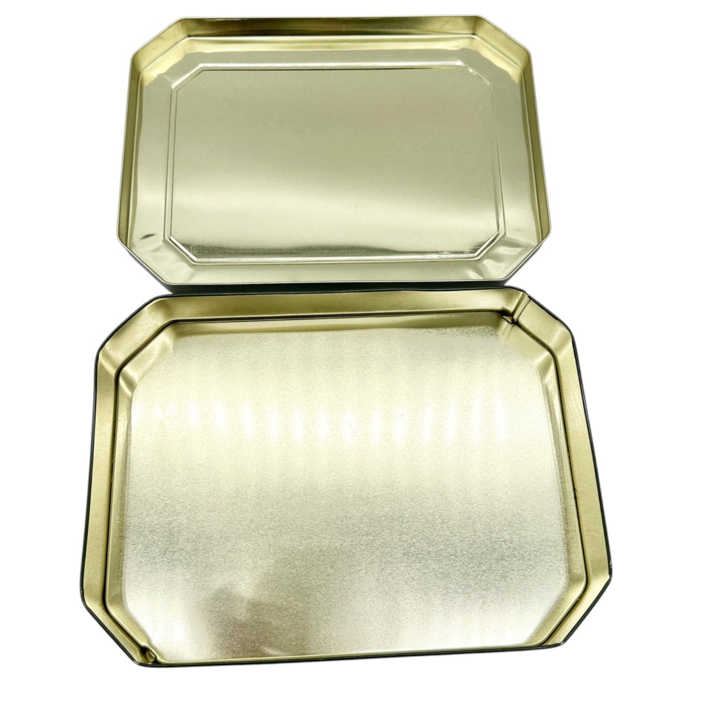 Vintage Harrods Knightsbridge Biscuit Tin Green Gold Traditional English Design