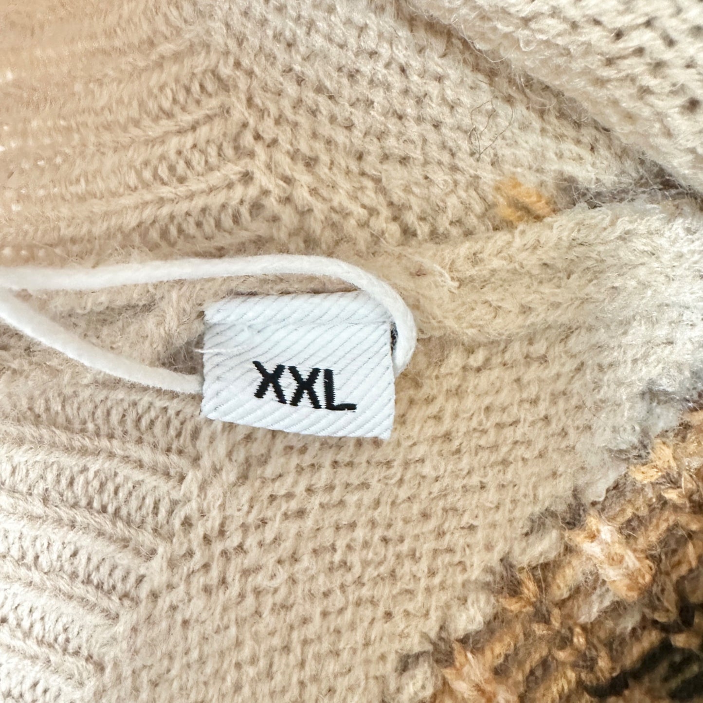 Made With Heart Sweater Womens XXL Cozy Beige Brown Knit Geometric Pattern NWT