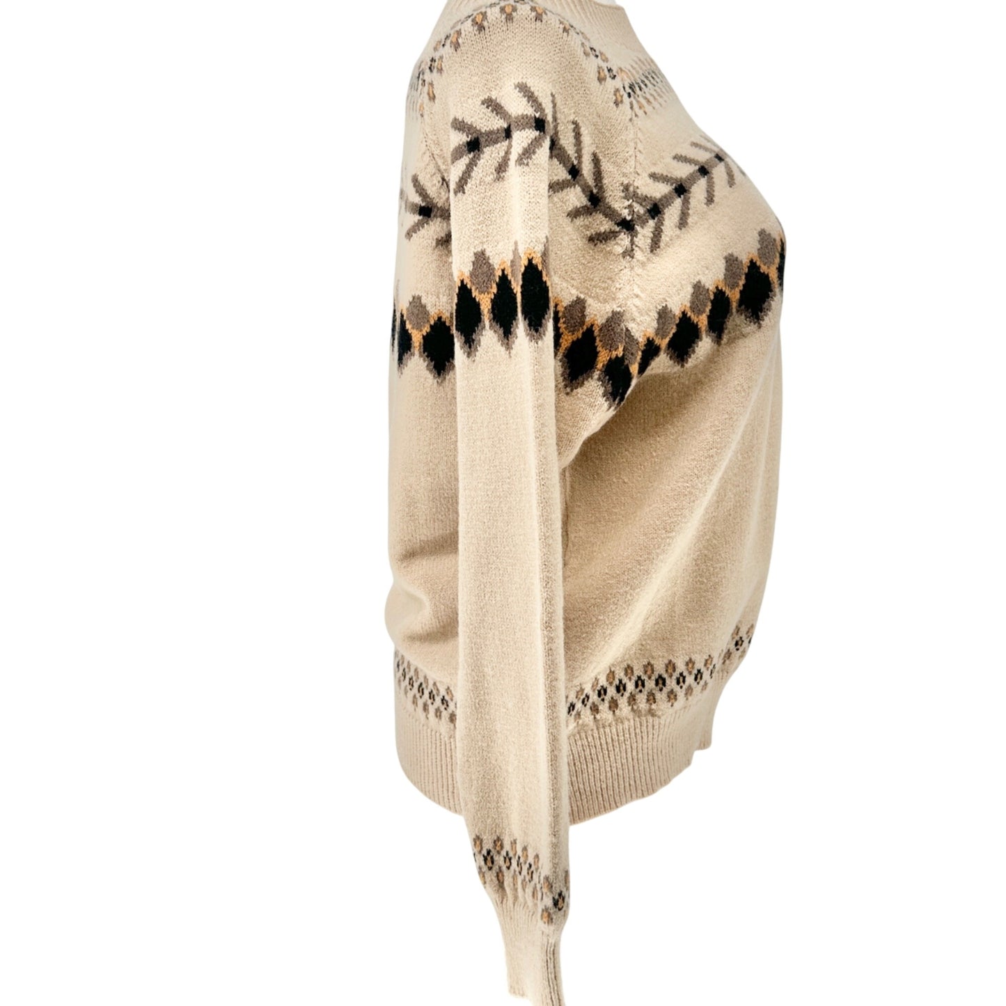 Made With Heart Sweater Womens XXL Cozy Beige Brown Knit Geometric Pattern NWT