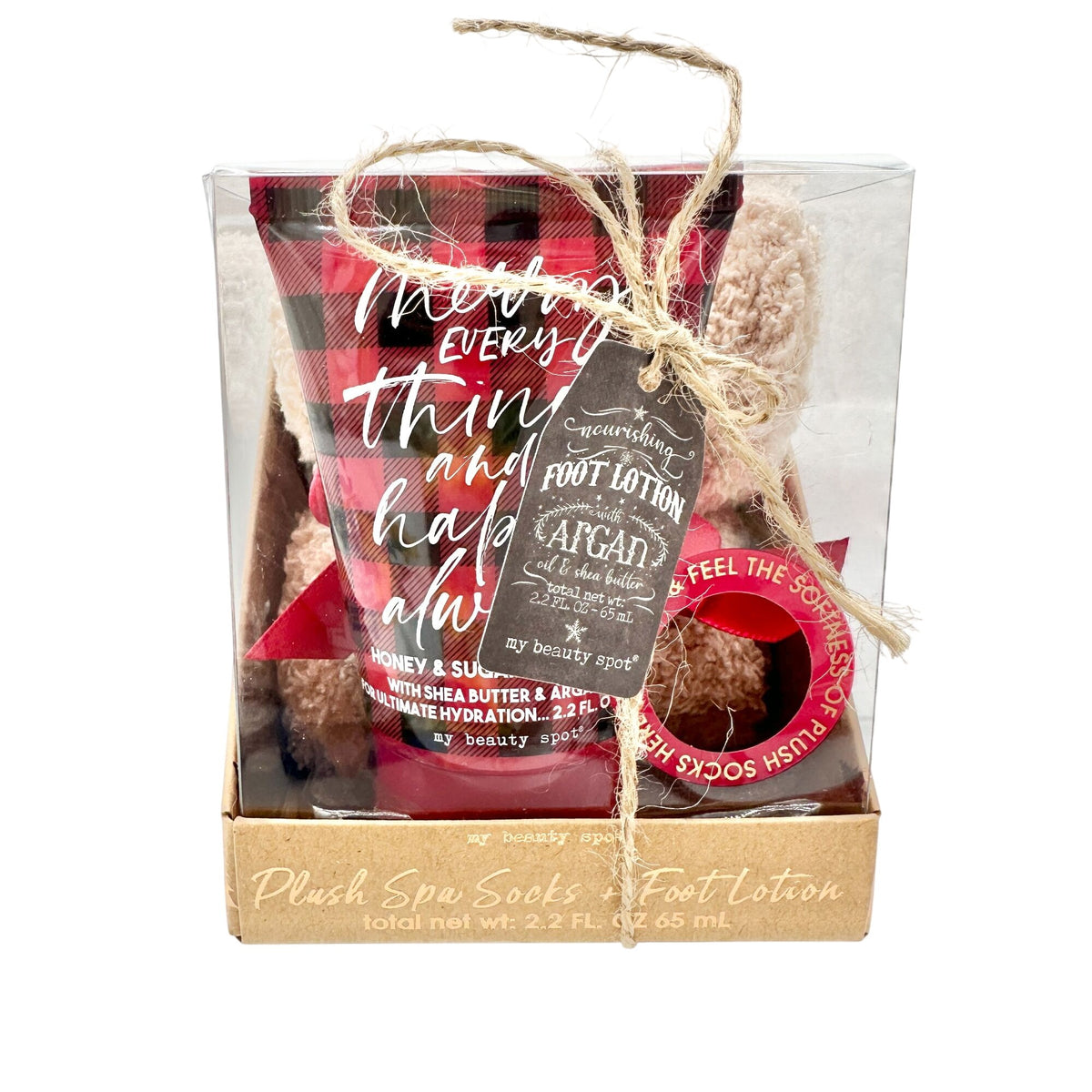 My Beauty Spot Plush Spa Socks and Honey Foot Lotion Tan NIP