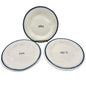 Vintage Rae Dunn Artisan Set of 3 Plates DINE SNACK SAVOR 6 inch White Blue Trim