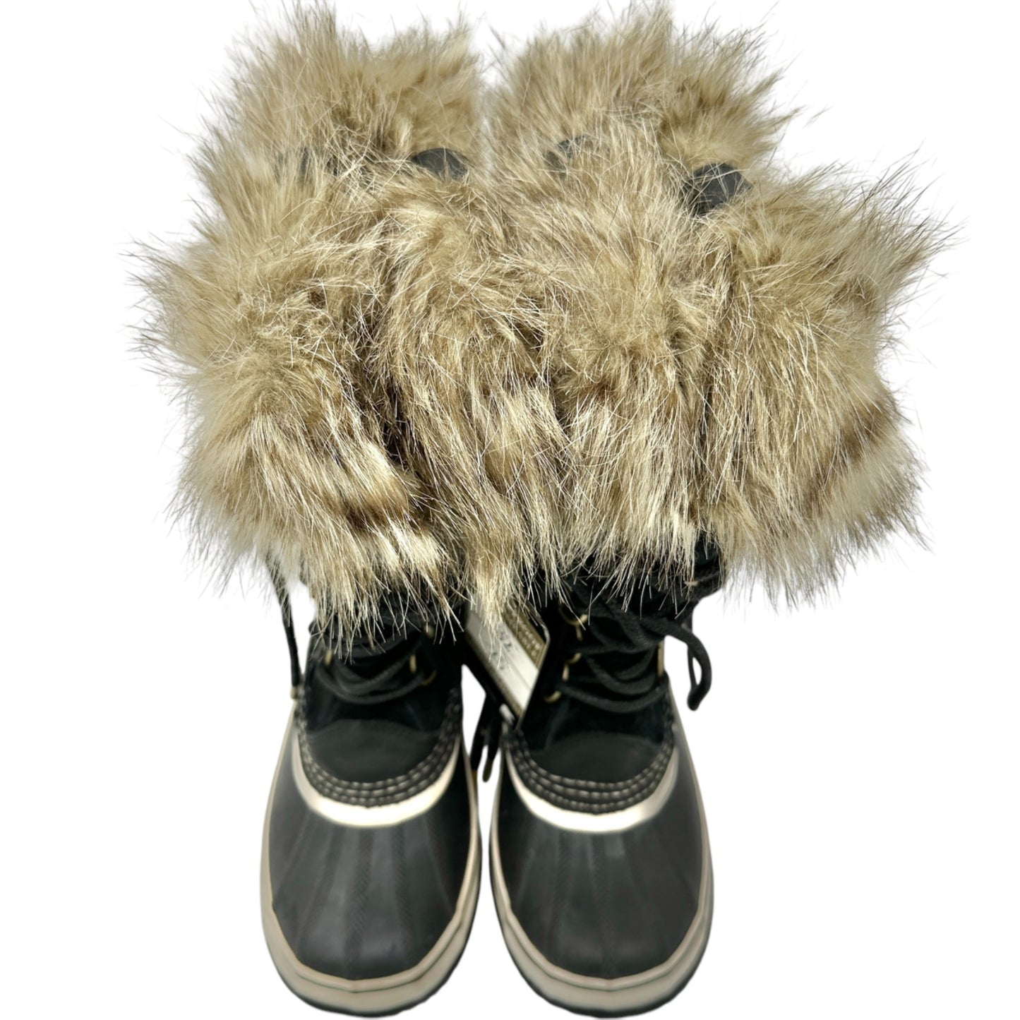 Sorel Winter Boots Womens 6.5 Waterproof Faux Fur Black Taupe