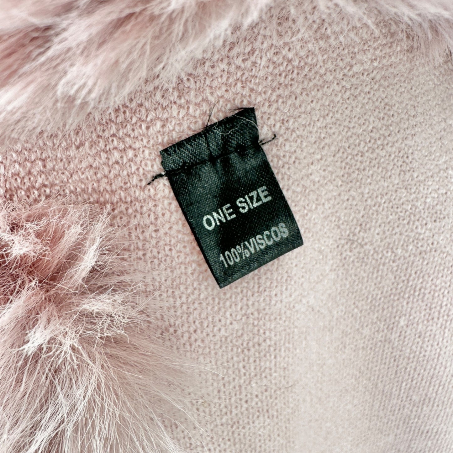 Luxurious Pink Faux Fur Trimmed Shawl Wrap Women One Size Fits Most Viscose