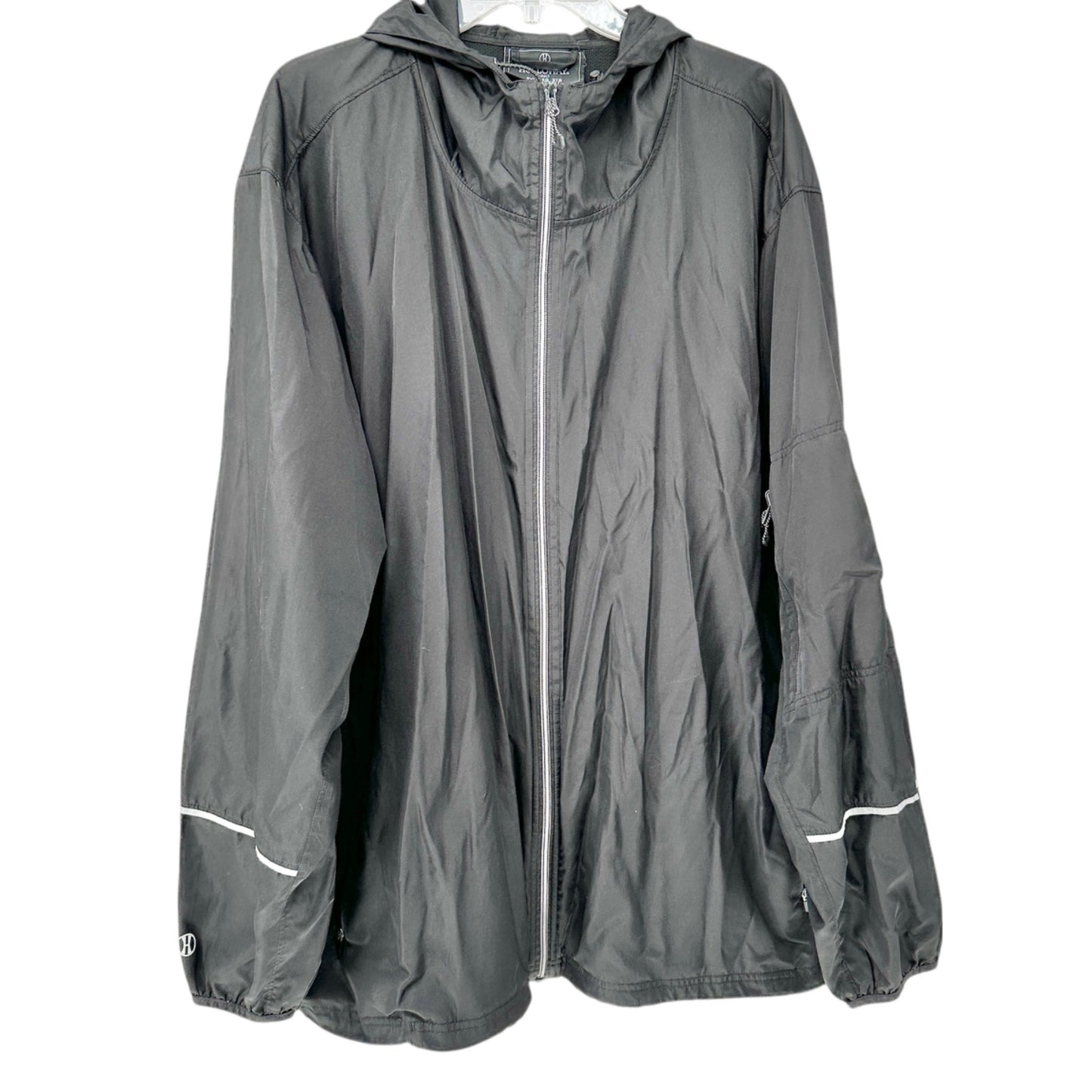 Holloway Black Hooded Lightweight Full-Zip Jacket 3XL With Reflective Accents