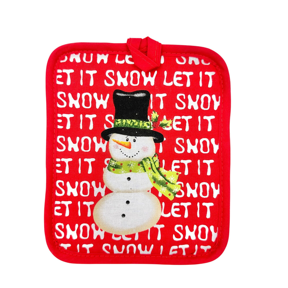 Let It Snow Snowman Quilted Pot Holder Red & White 7x7 In American Mills NWOT